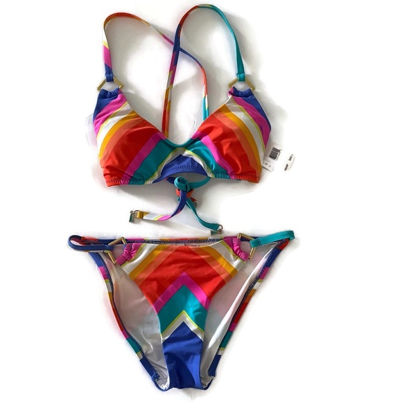 Trina Turk Swim Trina Turk Sunrise Stripe Bikini Set Bralette Top 